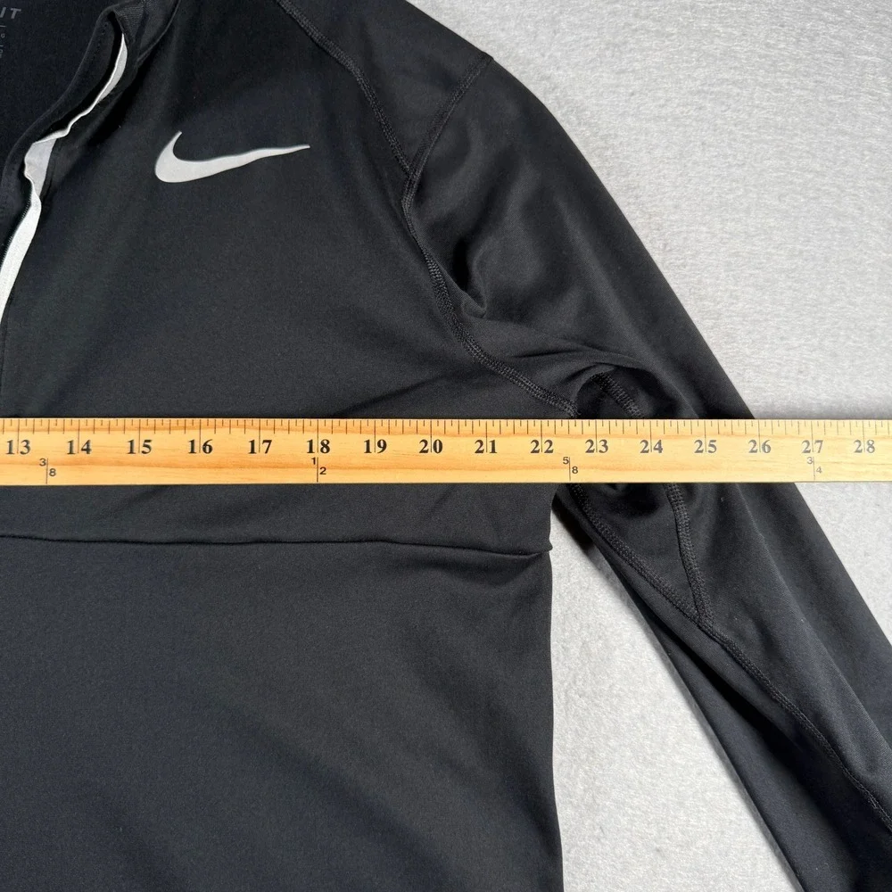 Nike Running Dri-FIT Mens Black 1/4 Zip Pullover Thumbholes 856827-010 Large